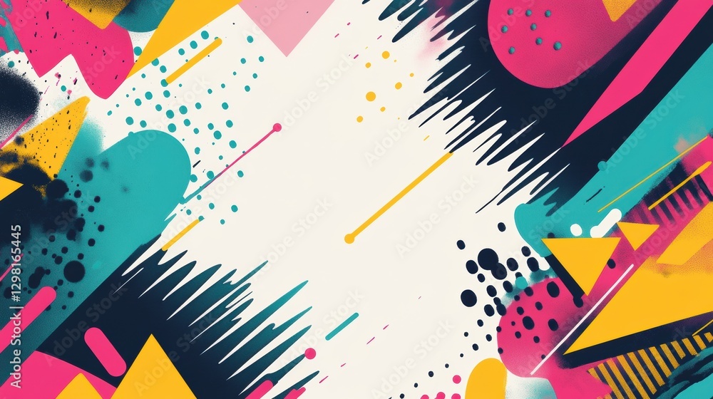 Poster Bright and colorful abstract design featuring geometric shapes and vibrant patterns in dynamic arrangement. Generative AI