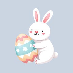Easter Bunny Cartoon Illustration, Cute Holiday Rabbit Character