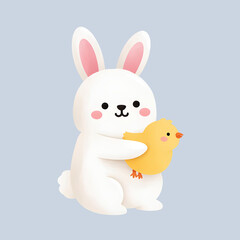 Easter Bunny Cartoon Illustration, Cute Holiday Rabbit Character