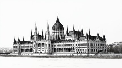 Fototapeta premium Classic Pen and Ink Drawing of the Hungarian Parliament Building