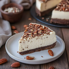 Decadent Nut-Topped Cheesecake Slice