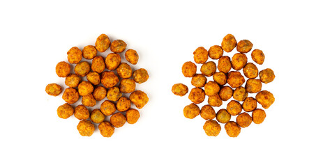 Roasted chickpeas, leblebi pile, spicy fried chana, crispy chick peas with mint and spices, east snack