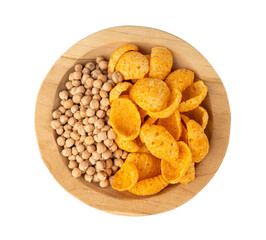 Hummus chickpea chips, chick pea crisps pile, healthy orange snack, fried legume crunchies
