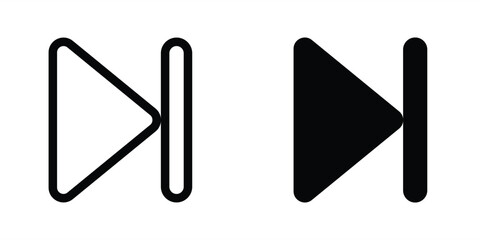 Next and skip icon. Next button music or video player in line and flat design. Video audio player in rounded corners. Vector illustration. Editable stroke EPS 10