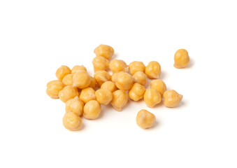 Soaked chickpeas, chick pea in water, swollen wet Cicer arietinum fruits, garbanzo beans cooking