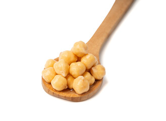 Soaked chickpeas, chick pea in water, swollen wet Cicer arietinum fruits, garbanzo beans cooking