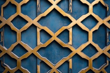 Ornate Geometric Pattern with Gold and Blue Color Contrast