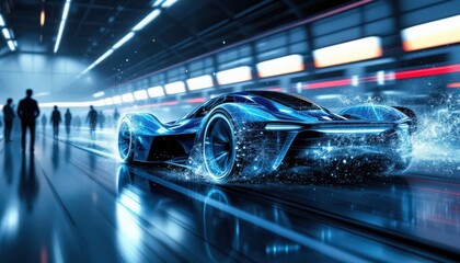 Fototapeta premium Futuristic Electric Sports Car in Motion
