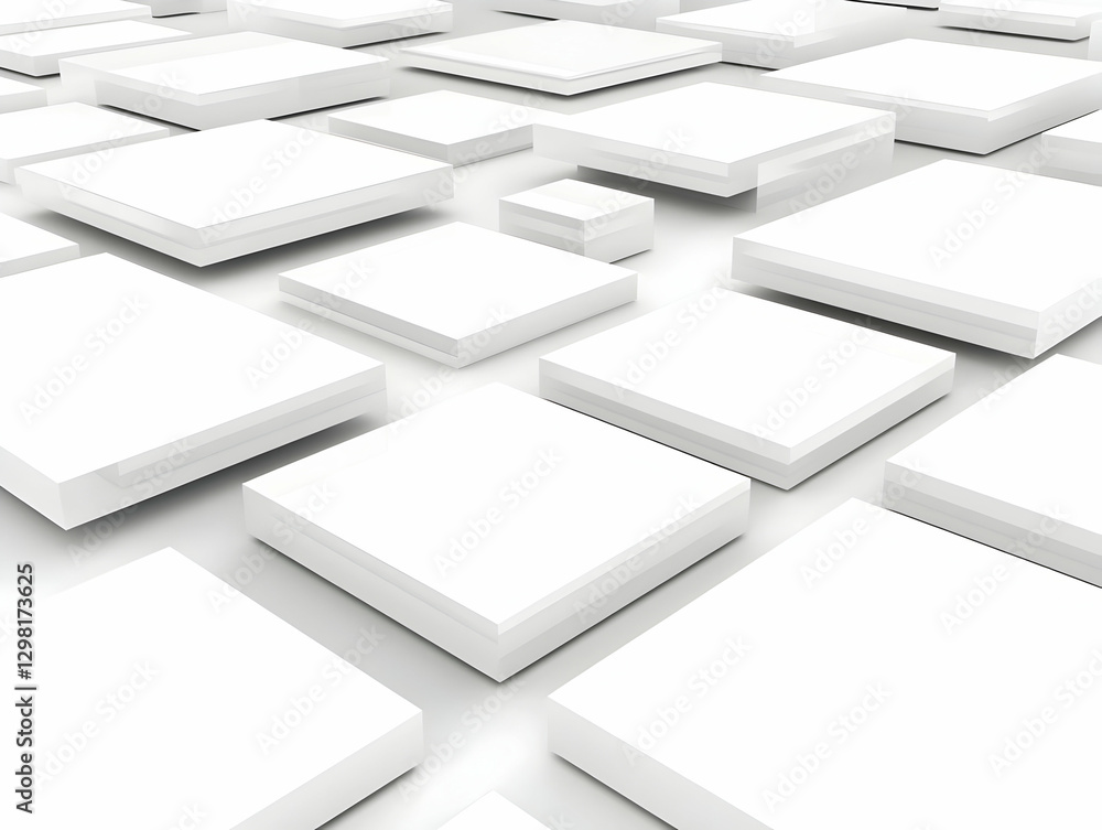 Poster white 3d cube abstract background
