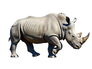Obraz premium Majestic Rhinoceros Walking Gracefully Isolated on a White Background