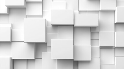 Randomly arranged white cube boxes fading out on a modern background symbolizing abstraction transition emptiness and minimalism with copy space for creative design.


