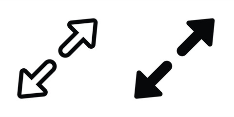 Zoom arrow button icon. zoom in button media control interfaces in line design and flat design. Video audio player interface in rounded corners. Vector illustration. Editable stroke EPS 10