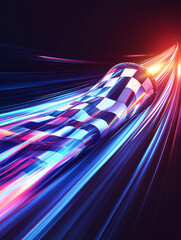 motorsport racing event poster template, dynamic speed motion effect, checkered flag graphics