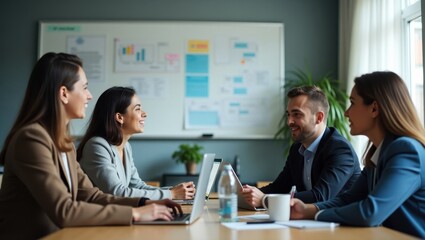 Psychological Safety. People are sitting at table with laptops and papers