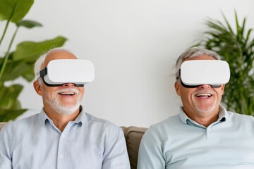 Happy Seniors Enjoying Vr Experience Together