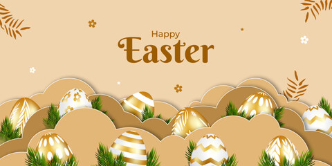 Vector illustration of Happy Easter social media template