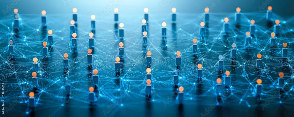 Poster connecting the dots: visual network of linked nodes illustrating business and technology connections