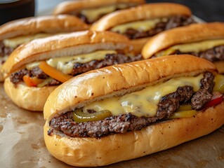 Melted Cheese and Steak in Hoagie Roll