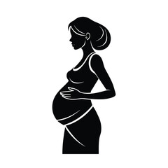 Tender Expectant Mom Silhouette Holding Belly with Loving Grace