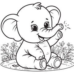 Super Simple Baby Elephant Coloring Page – Cute Outline Illustration for Kids