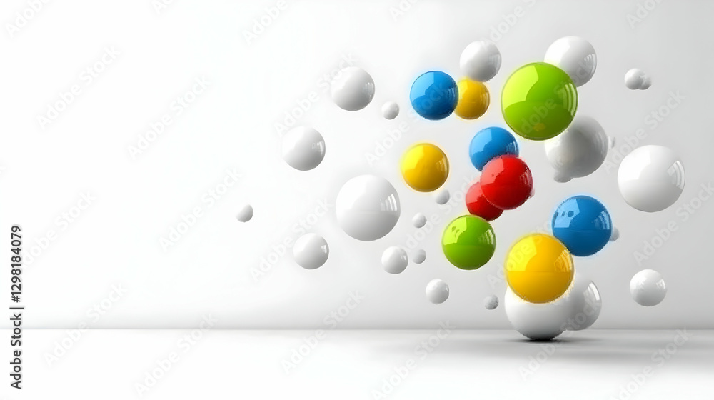 Poster floating colorful 3d spheres abstract background