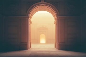 Ethereal Archway with Soft Glowing Light in a Serene Space
