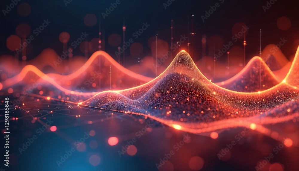 Aufkleber vibrant data visualization featuring trend lines, geometric patterns, futuristic tech aesthetic. reg