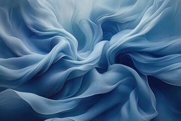 Obraz premium Flowing blue fabric creating a serene and abstract composition, evoking calmness and tranquility