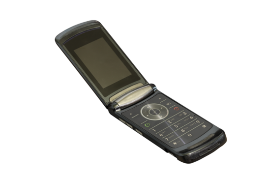 vintage mobile flip phone isolated 