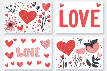 Romantic Typography with Hearts Featuring the Word LOVE in Artistic Style