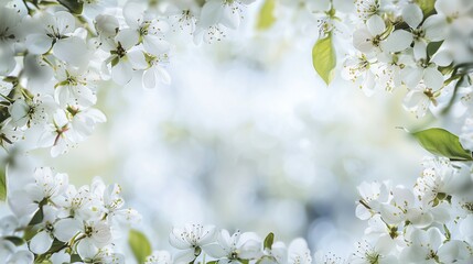 White blossoms frame a soft-focus background, symbolizing renewal and growth.