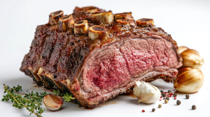 A beautifully plated slow-roasted beef rib