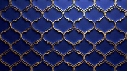 Elegant Blue and Gold Moroccan Pattern Design for Interior Decor