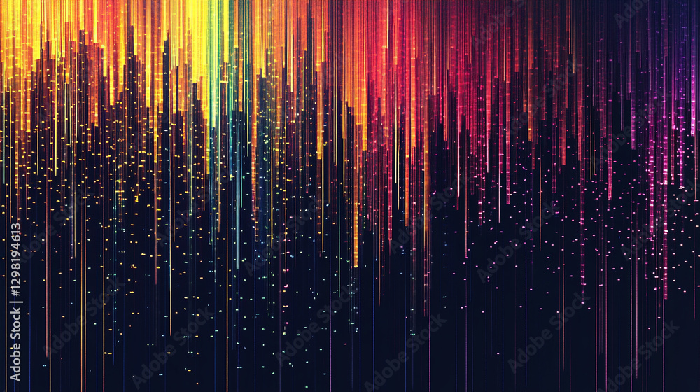 Poster abstract colorful digital rain background image design texture art dark neon lines light style vivid