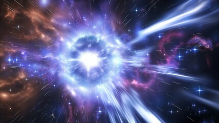 Obraz premium Colorful explosion in space with particles and dust