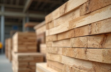 Cross-laminated timber panels. Renewable wood material for construction, architecture. Sustainable building, modern composite exterior system. Lightweight, natural aesthetic, high structural