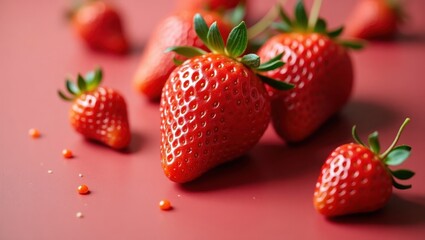 Oishii Strawberries. Fresh ripe strawberries bright red close-up healt