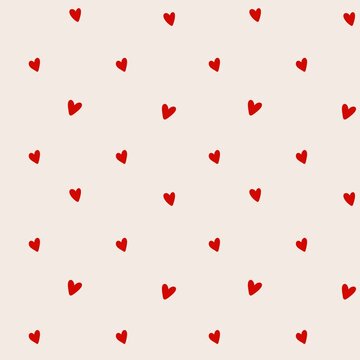 Romantic red hearts seamless pattern, cute simple background