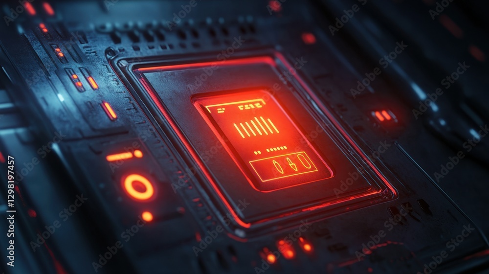 Poster close-up of a login screen with a password strength meter, glowing security icon