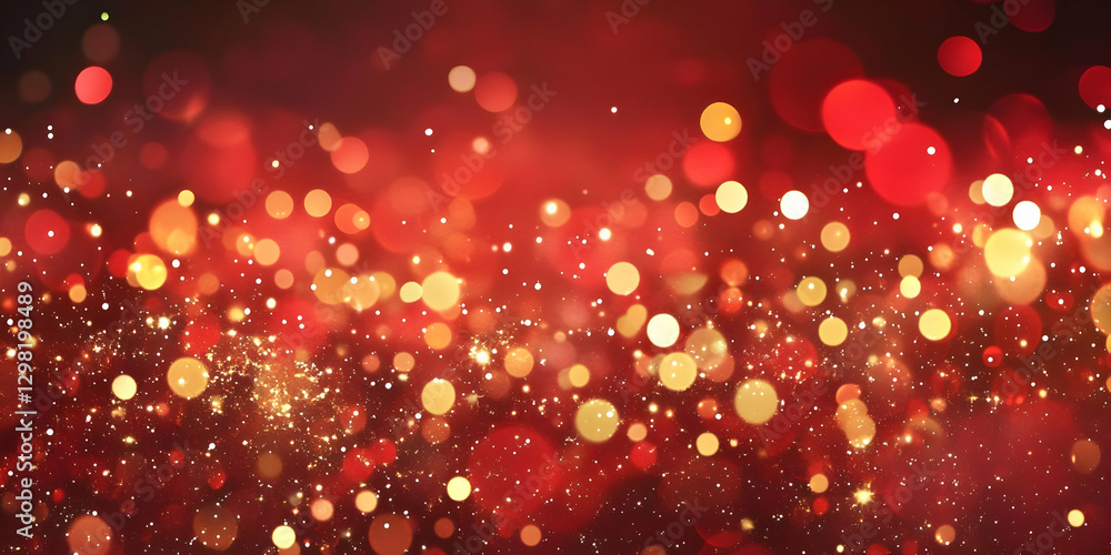 Poster red gold bokeh abstract background image