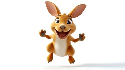 Happy cartoon rabbit jumping in white background animated character