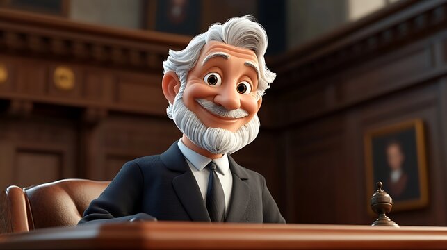 Courtroom scene with animated judge legal setting digital art humor