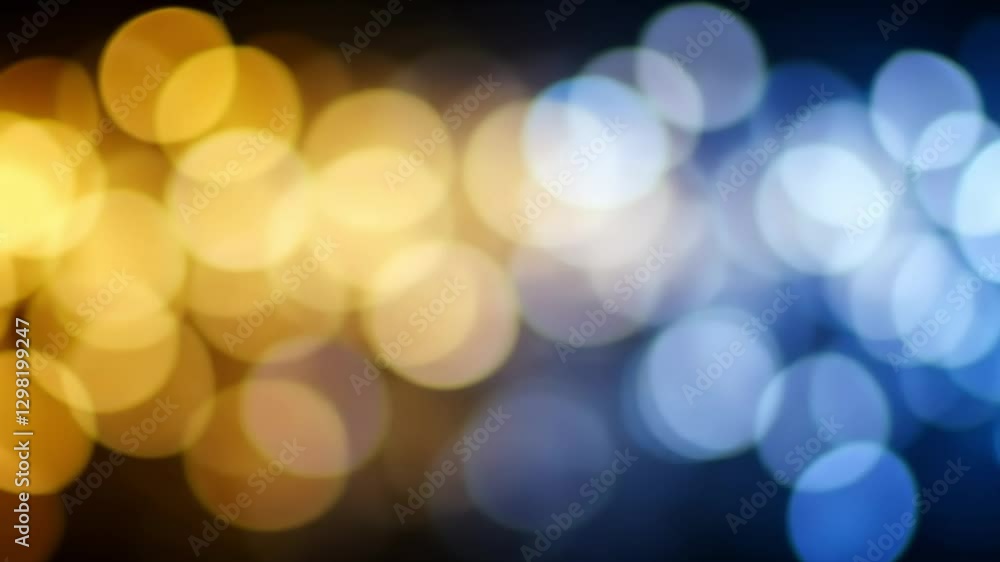 Poster abstract background with vibrant yellow and blue bokeh light effects, creating a soft and festive am
