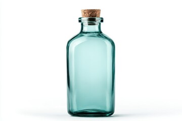 Clear glass bottle with cork stopper set against a simple background highlighting its elegant design and color