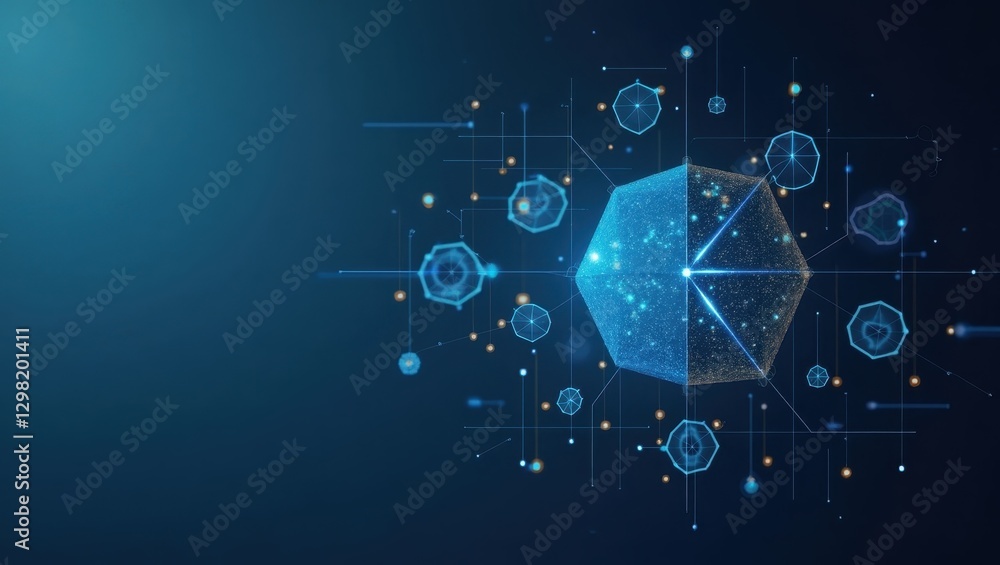 Aufkleber synthetic data generation. blue background with lot of dots and lines
