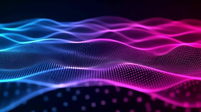 Abstract digital waves with vibrant blue and pink patterns, creating a futuristic and dynamic technology-inspired design