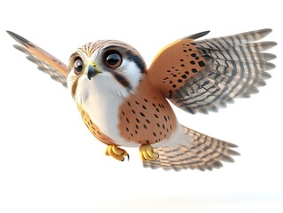 Fototapeta premium Flying cartoon owl digital art whimsical environment fun perspective