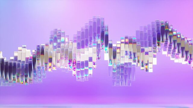 Iridescent wave form gently flowing across gradient background, creating mesmerizing visual experience with smooth, undulating motion for technology and creative projects