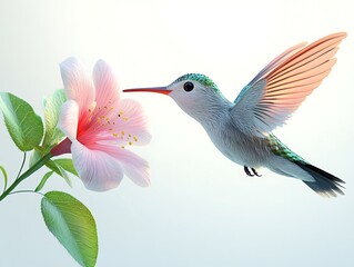 Fototapeta premium Hummingbird feeding on flower nature scene close-up view serenity