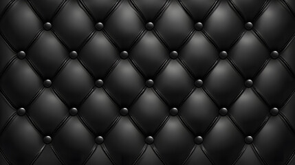 Black leather texture with soft highlights and luxury diamond pattern, featuring button tufting for elegant and sophisticated look